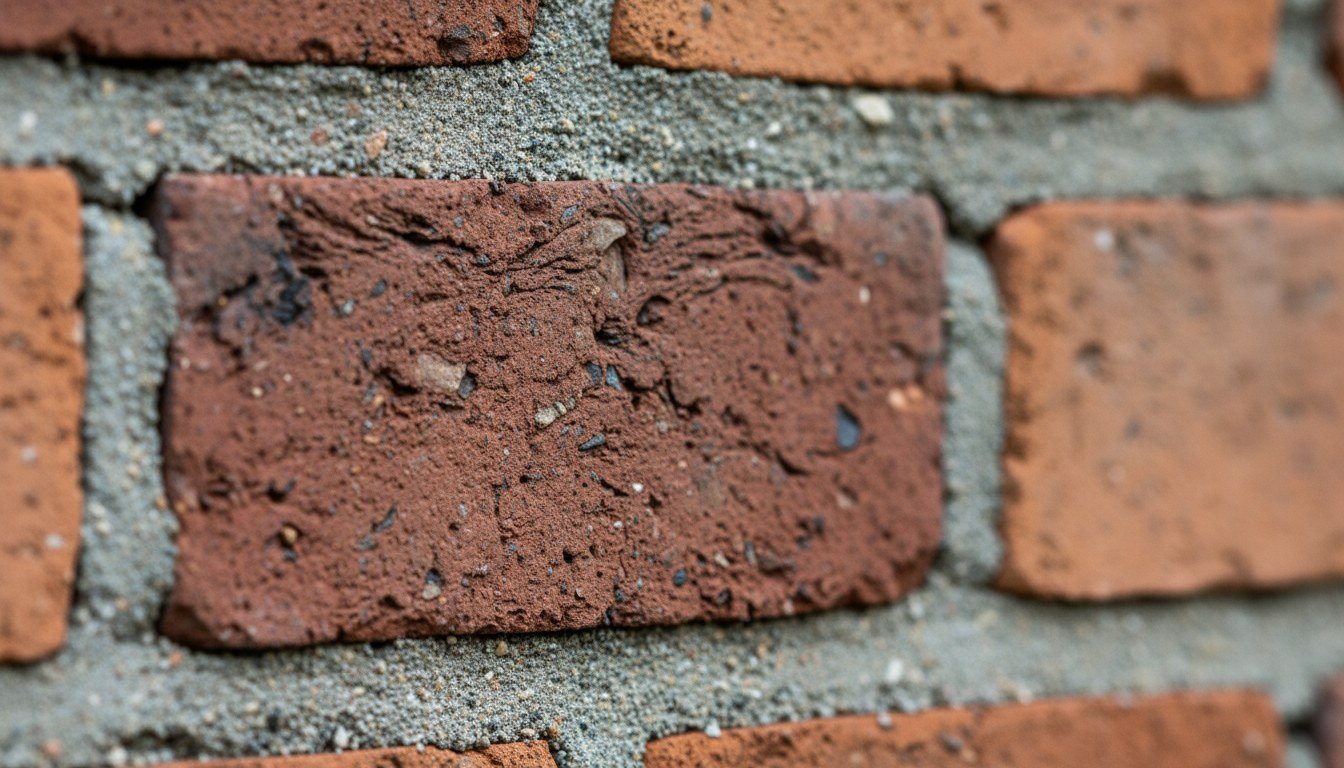 Red clay brick, close up